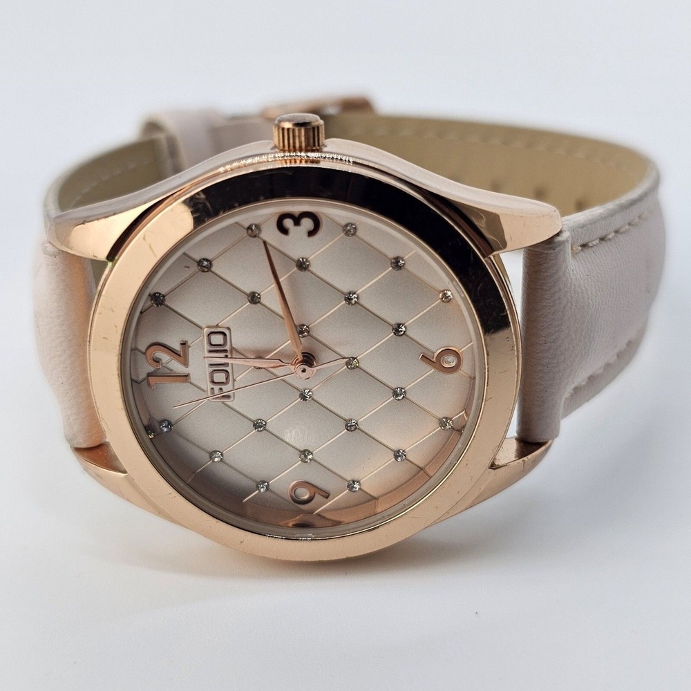 Folio Women's Watch 35MM Rose Gold Tone Case Pink Bands Pink‎ Dial New Battery